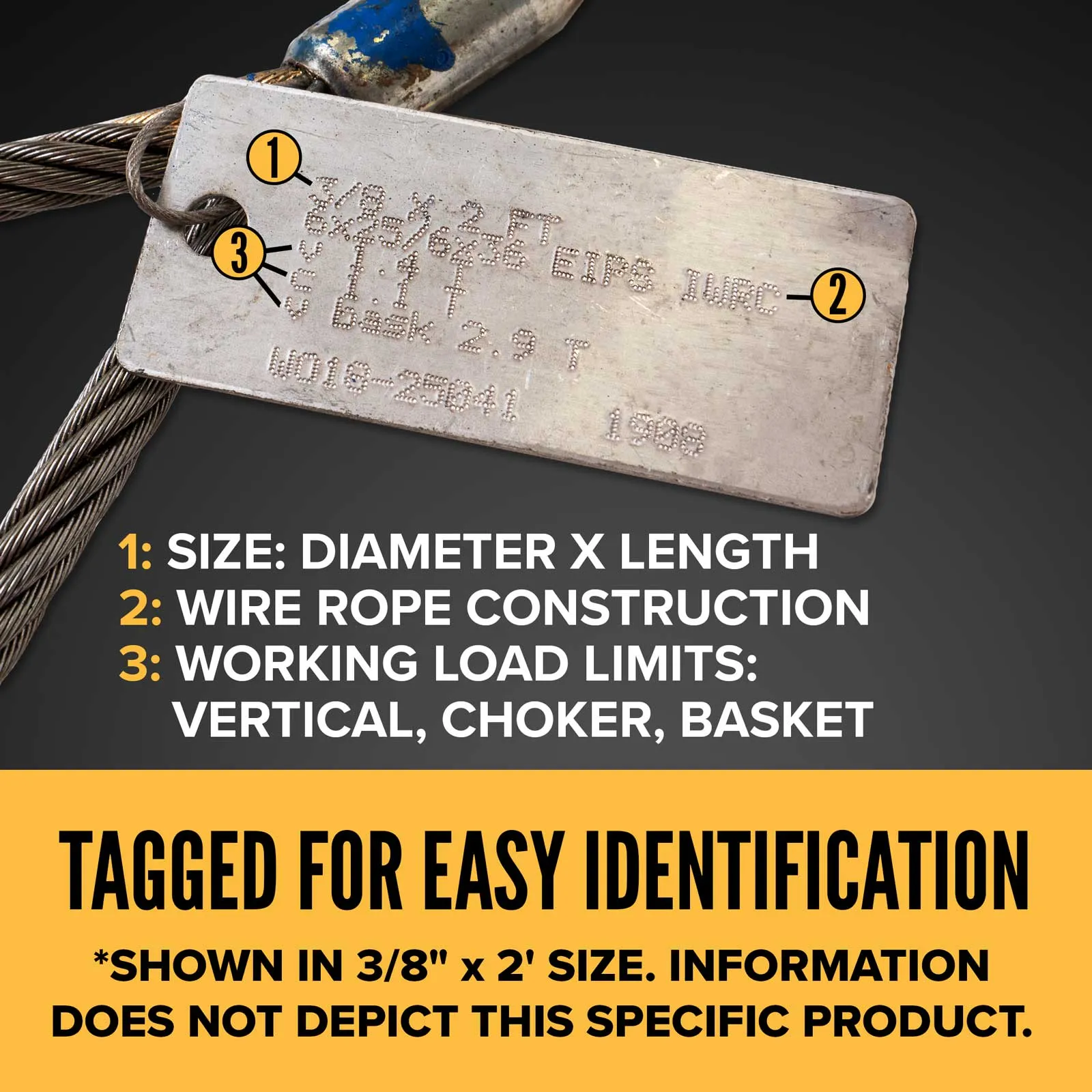 1-1/2" x 24' Standard Eye Wire Rope Sling