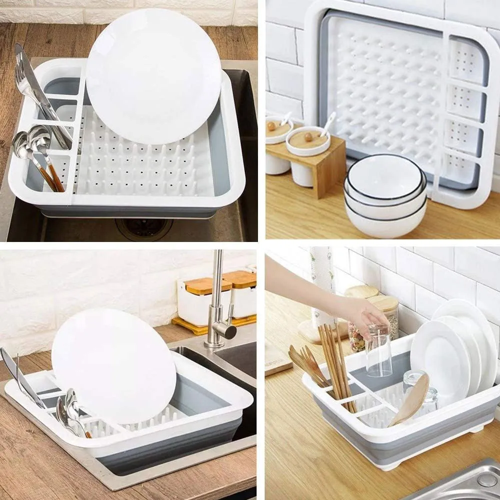 1 Collapsible Dish Drying Rack Drainer Dinnerware Holder Sink Organizer Kitchen