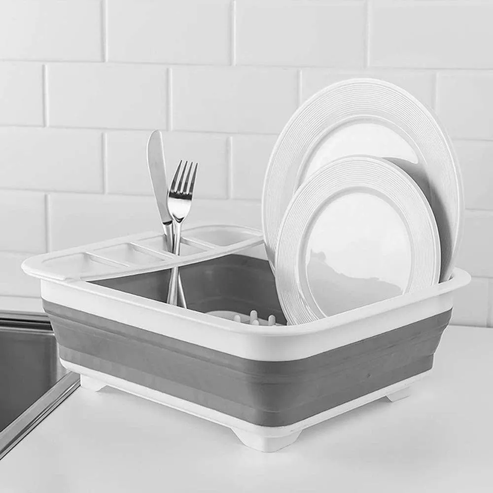 1 Collapsible Dish Drying Rack Drainer Dinnerware Holder Sink Organizer Kitchen