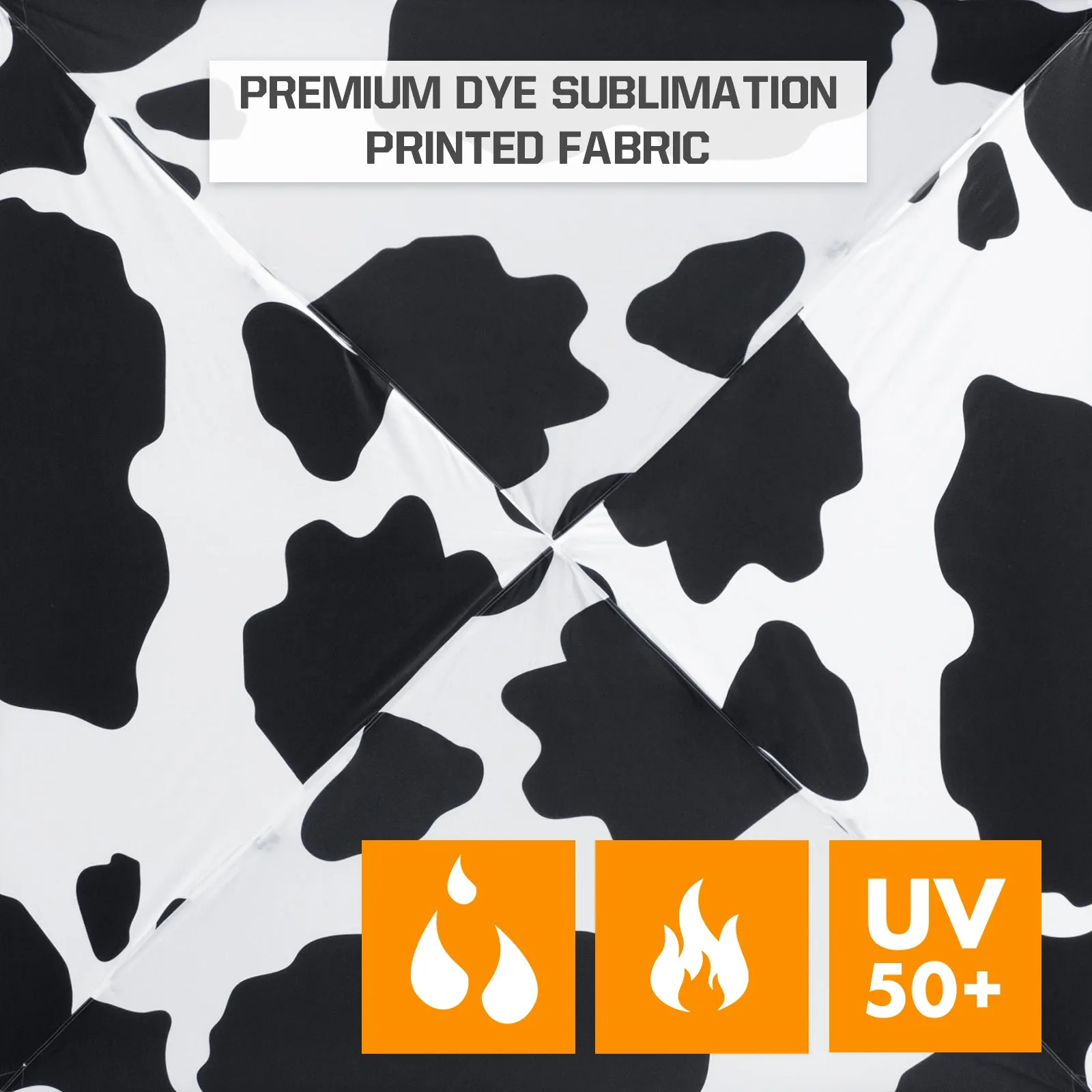 10x10 Slant Leg Pop-up Canopy Tent, 10x10 Base 8x8 Top (Cow Print)