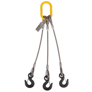 1" x 16' 3-Leg Wire Rope Bridle Sling with Eye Hooks