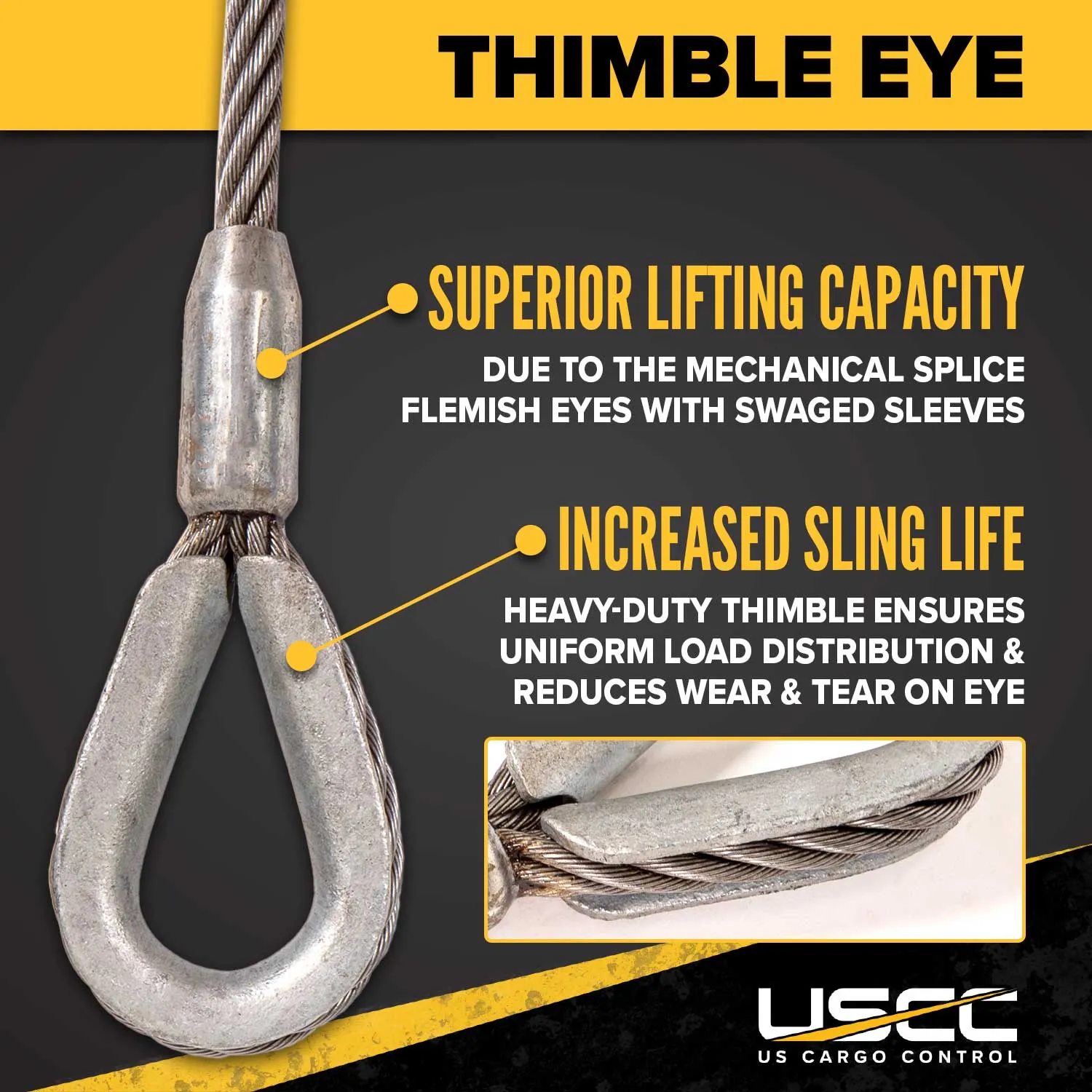 1" x 18' Thimble Eye Wire Rope Sling
