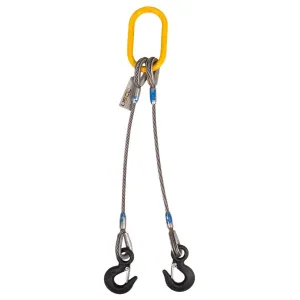1" x 5' 2-Leg Wire Rope Bridle Sling with Eye Hooks