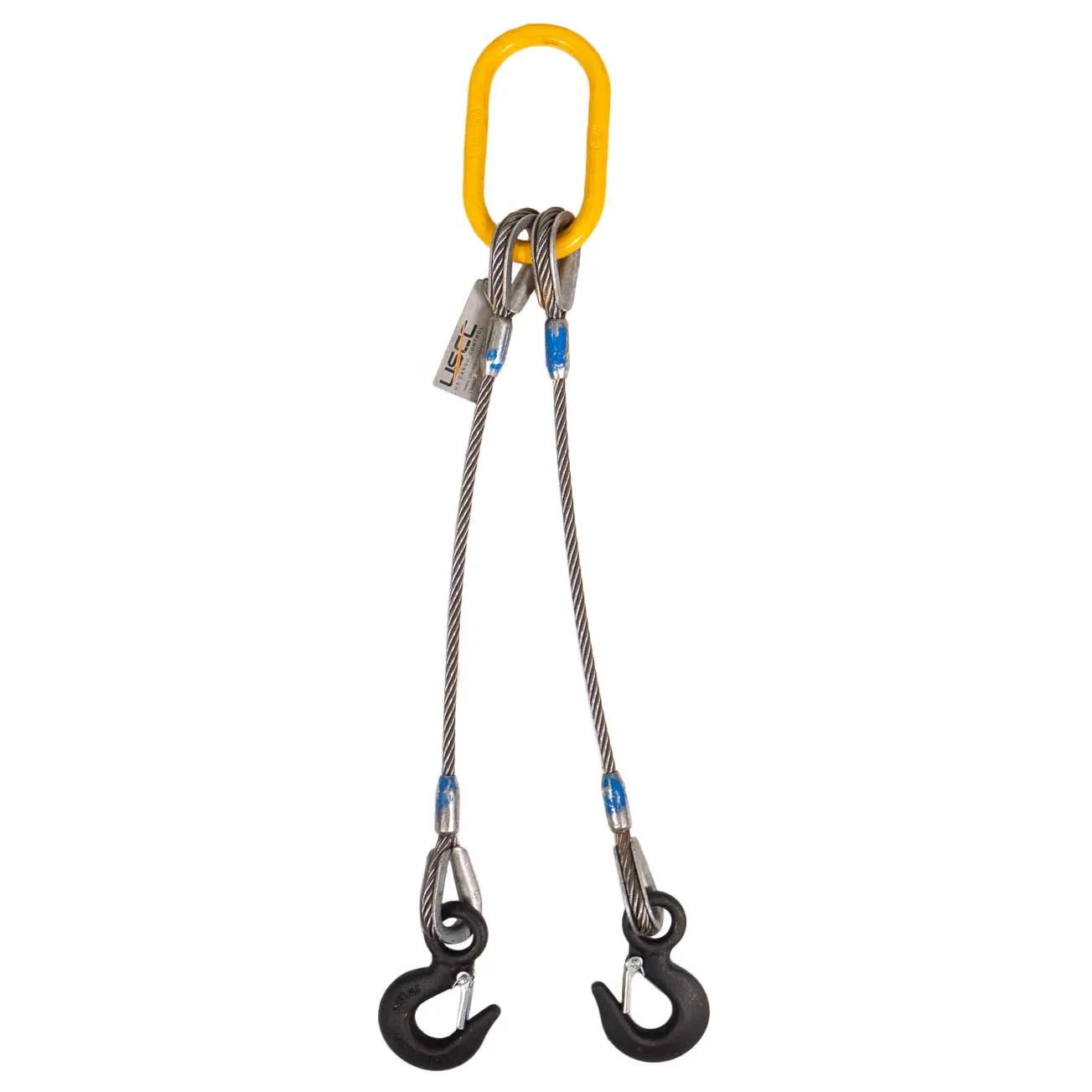 1" x 5' 2-Leg Wire Rope Bridle Sling with Eye Hooks