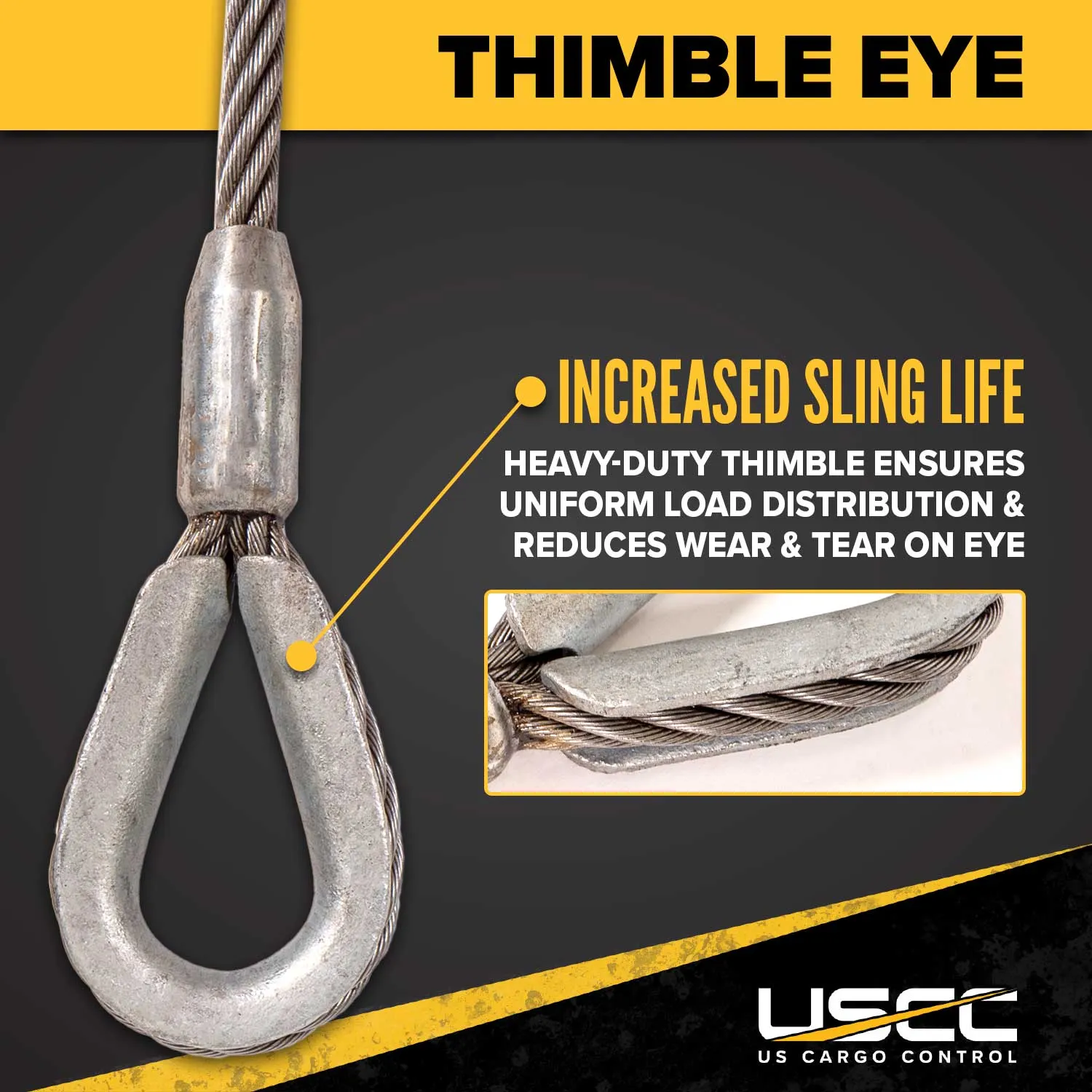 1" x 8' Standard Eye & Thimble Wire Rope Sling