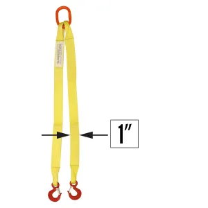 1"x16' (2 ply) Double Leg Nylon Sling w/ Master Link & Sling Hook