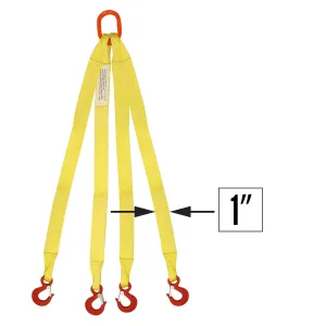 1"x18' (2 ply) Quad Leg Nylon Sling w/ Master Link & Sling Hook