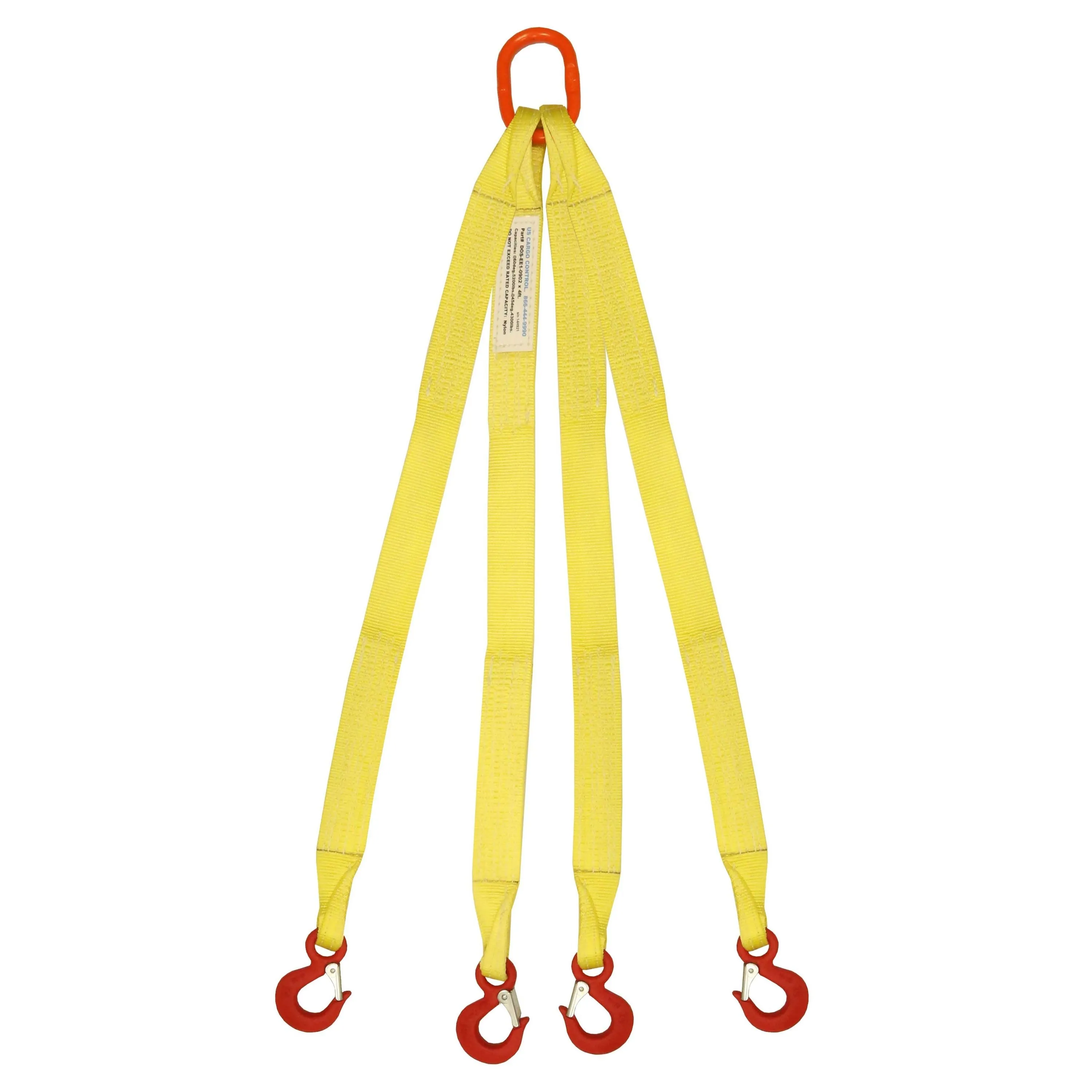 1"x18' (2 ply) Quad Leg Nylon Sling w/ Master Link & Sling Hook