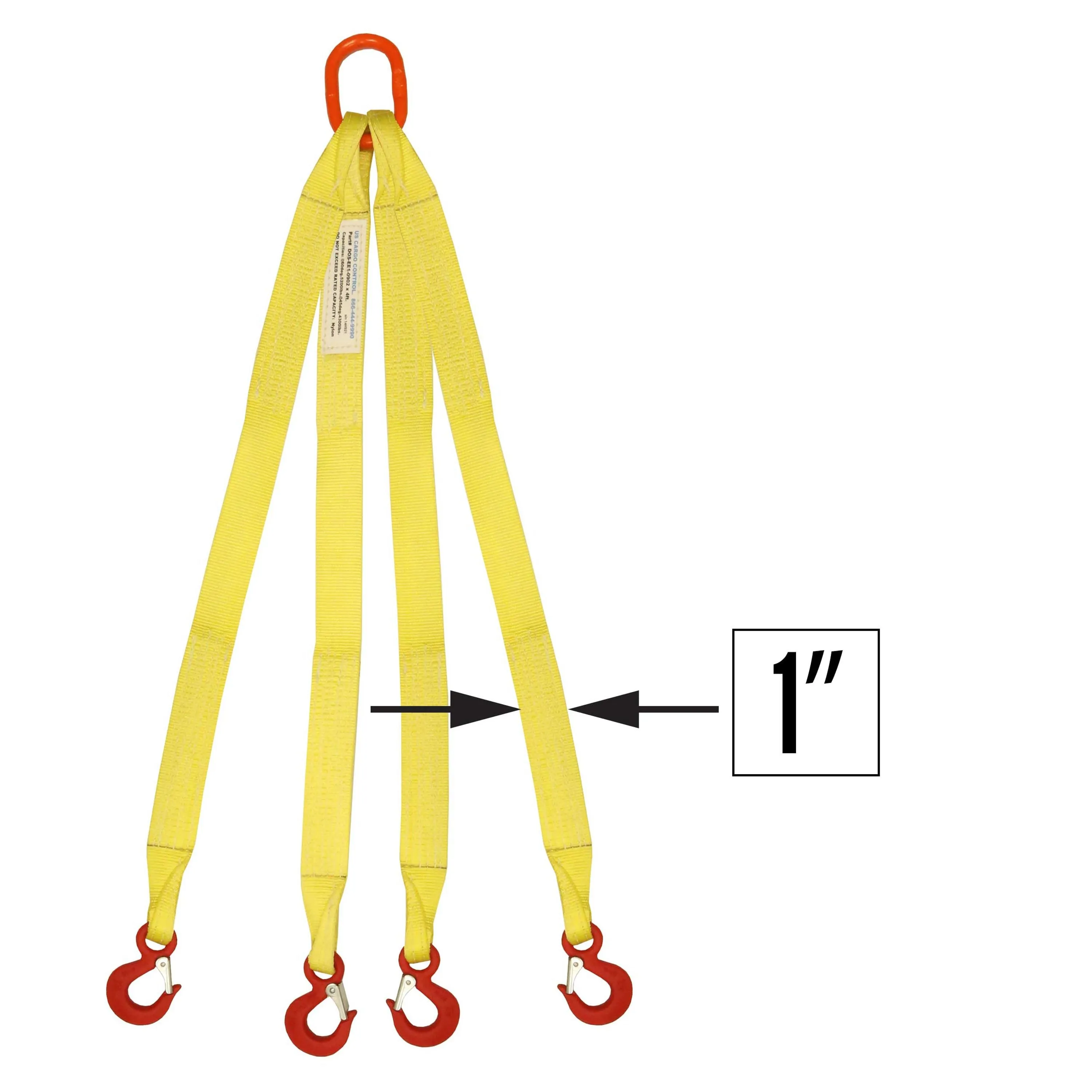 1"x18' (2 ply) Quad Leg Nylon Sling w/ Master Link & Sling Hook
