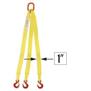 1"x18' (2 ply) Triple Leg Nylon Sling w/ Master Link & Sling Hook