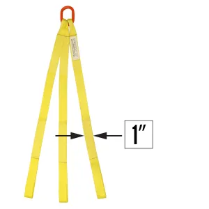 1"x7' (1 ply) Triple Leg Nylon Sling w/ Master Link & Sewn Loop