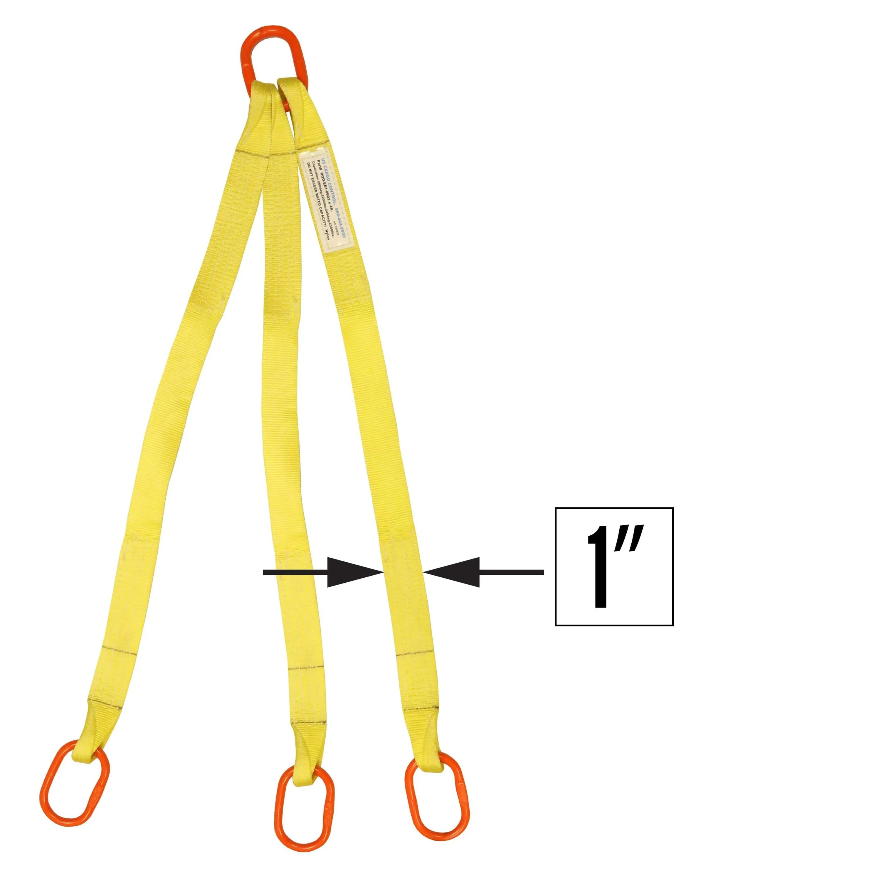 1"x7' (1 ply) Triple Leg Nylon Sling w/ Master Link Both Ends