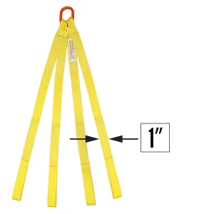 1"x8' (1 ply) Quad Leg Nylon Sling w/ Master Link & Sewn Loop