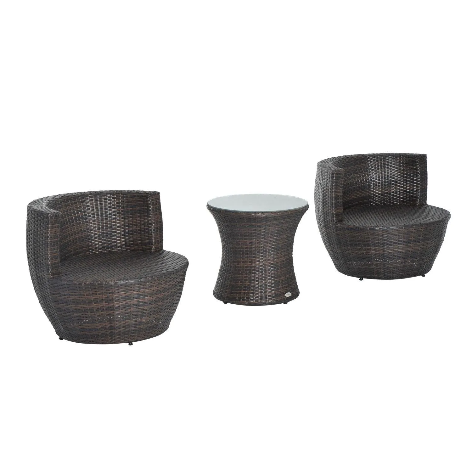 3-Piece Outdoor Rattan Bistro Set-Brown