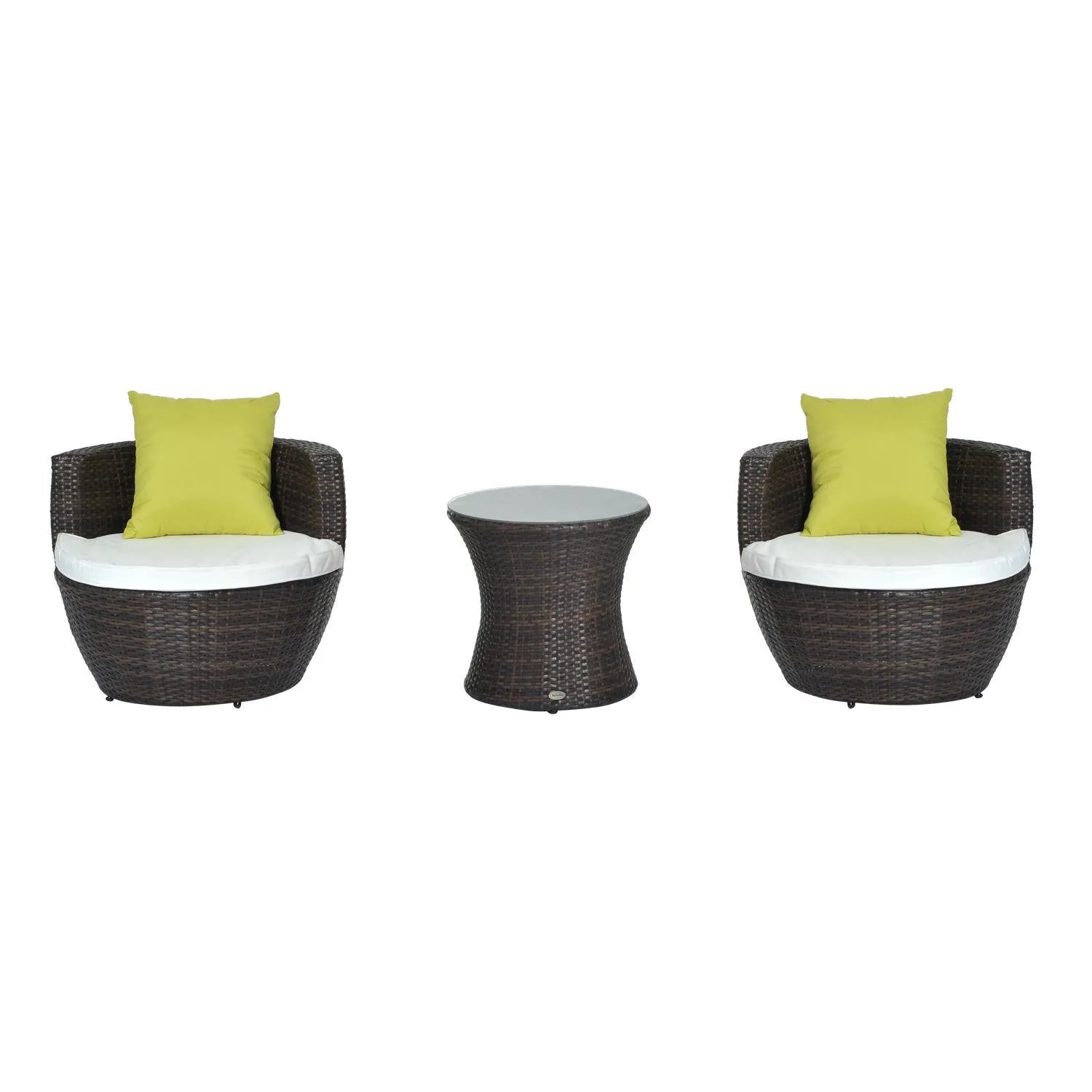 3-Piece Outdoor Rattan Bistro Set-Brown