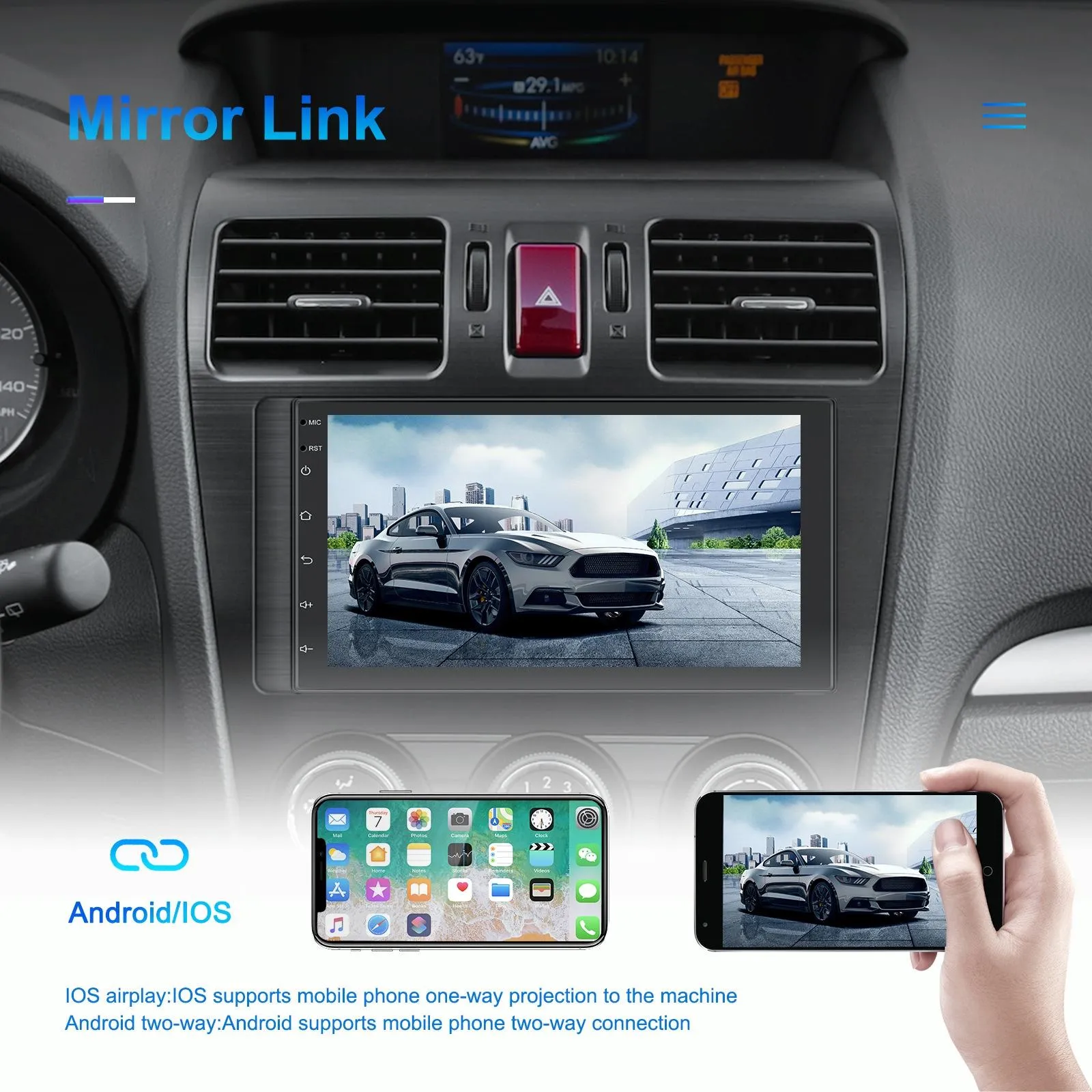 7 Inch Android 11 Carplay Navigation Player   Ahd Camera