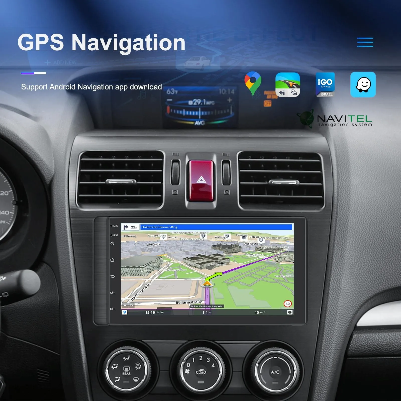 7 Inch Android 11 Carplay Navigation Player   Ahd Camera