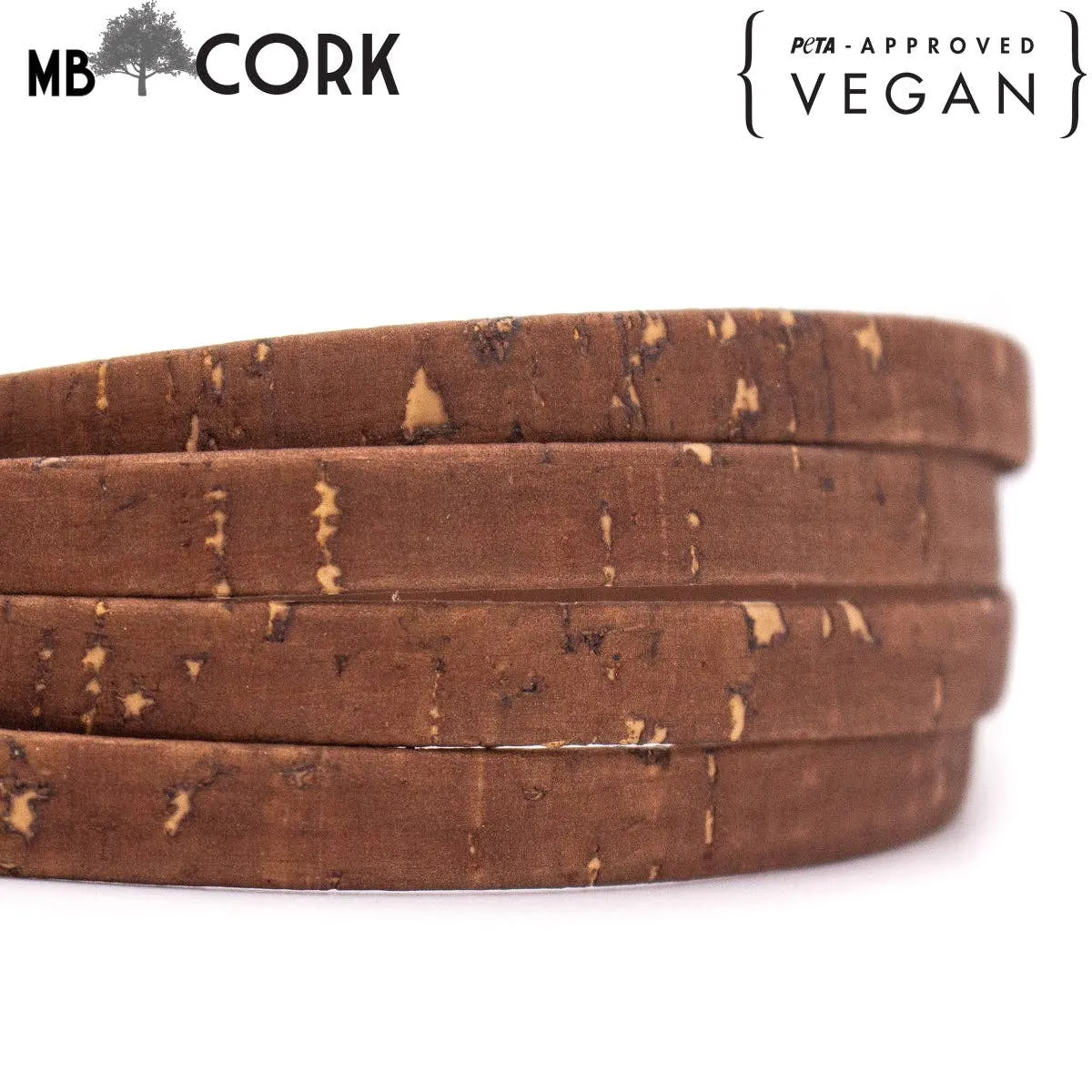 8mm  light brown flat cork cord COR-453(10 meters)