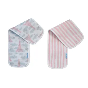 Abracadabra Muslin Burp Pad Set Of 2 (Eiffel Tower) - Pink