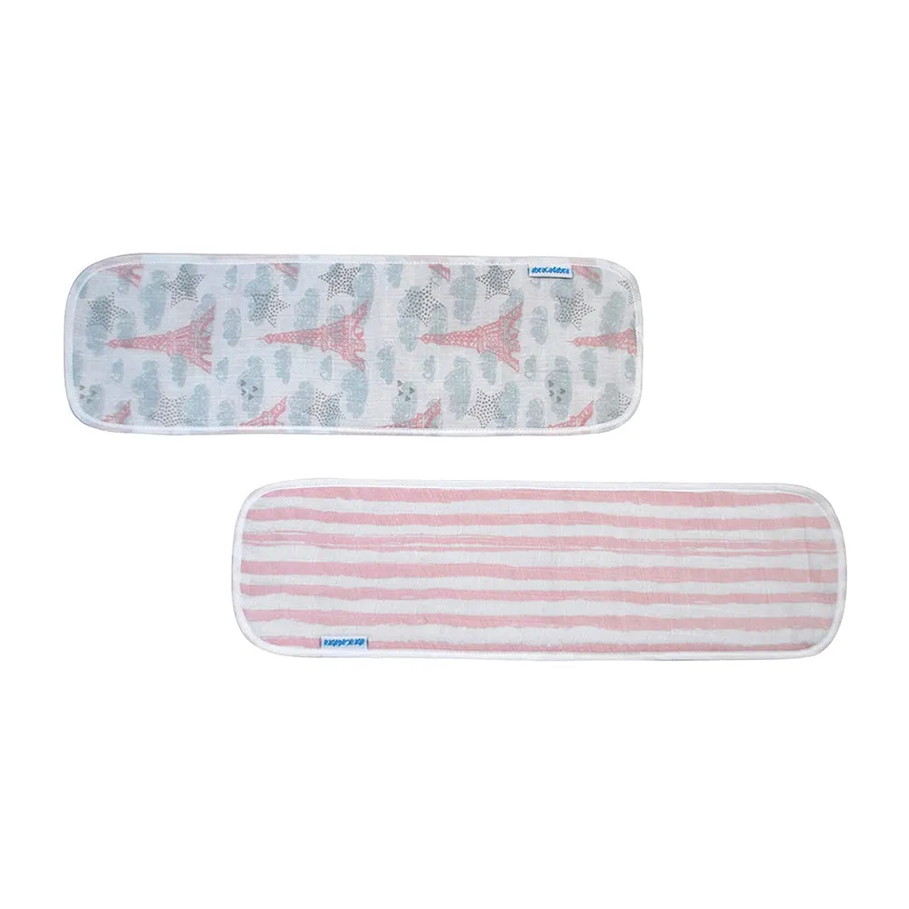 Abracadabra Muslin Burp Pad Set Of 2 (Eiffel Tower) - Pink