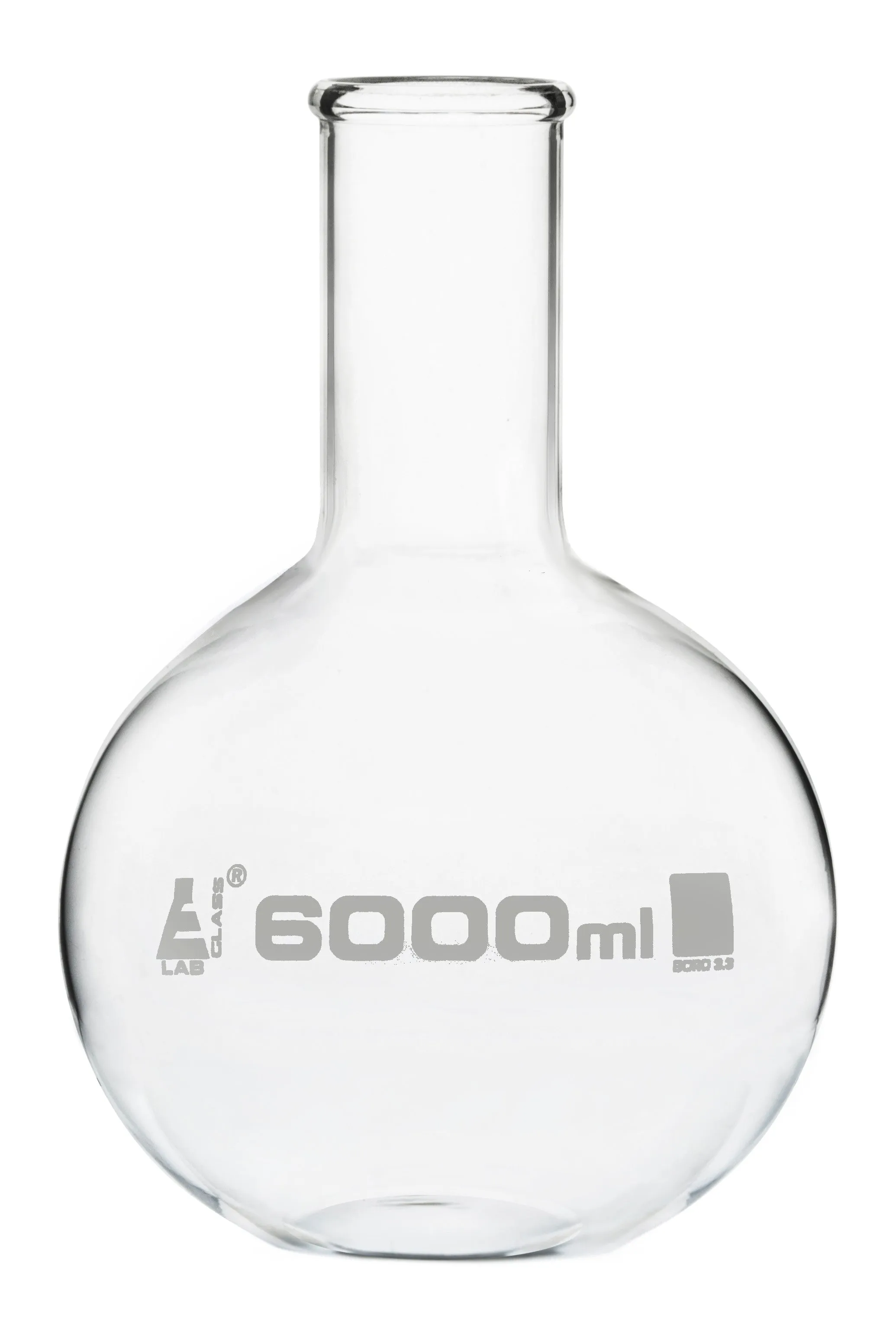 Boiling Flask, 6000ml - Borosilicate Glass - Flat Bottom, Narrow Neck - Eisco Labs