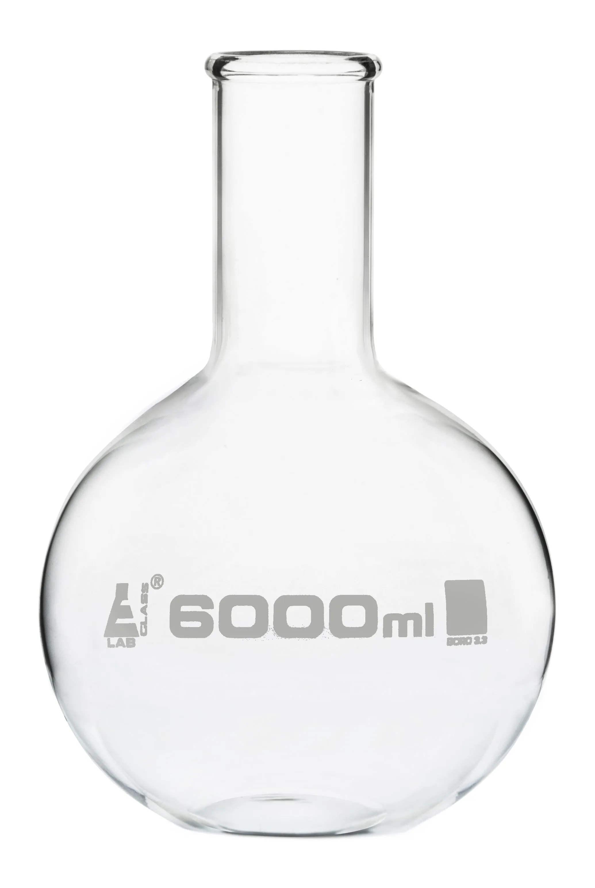 Boiling Flask, 6000ml - Borosilicate Glass - Flat Bottom, Narrow Neck - Eisco Labs