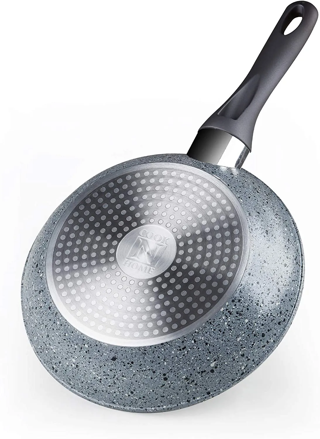 Cook N Home 02667 Ultra Granite Nonstick Skillet Fry Pan, 9.5 inches, Non-stick Frying Pan Omelette Pan, Chef's Pan, black/white