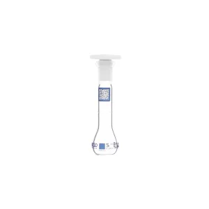 Eisco Volumetric Flask, 5mL - Class A - Borosilicate Glass, Polyethylene Stopper, 10/19 Socket - QR Code Marking for Calibration Certificate