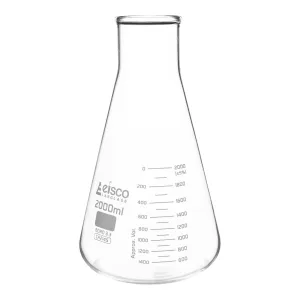Erlenmeyer Flask, 2000mL - Wide Neck - ASTM, Dual Graduated Scale - Borosilicate Glass - Wide Neck Flasks, Conical Flasks, Glass Flasks - Eisco Labs