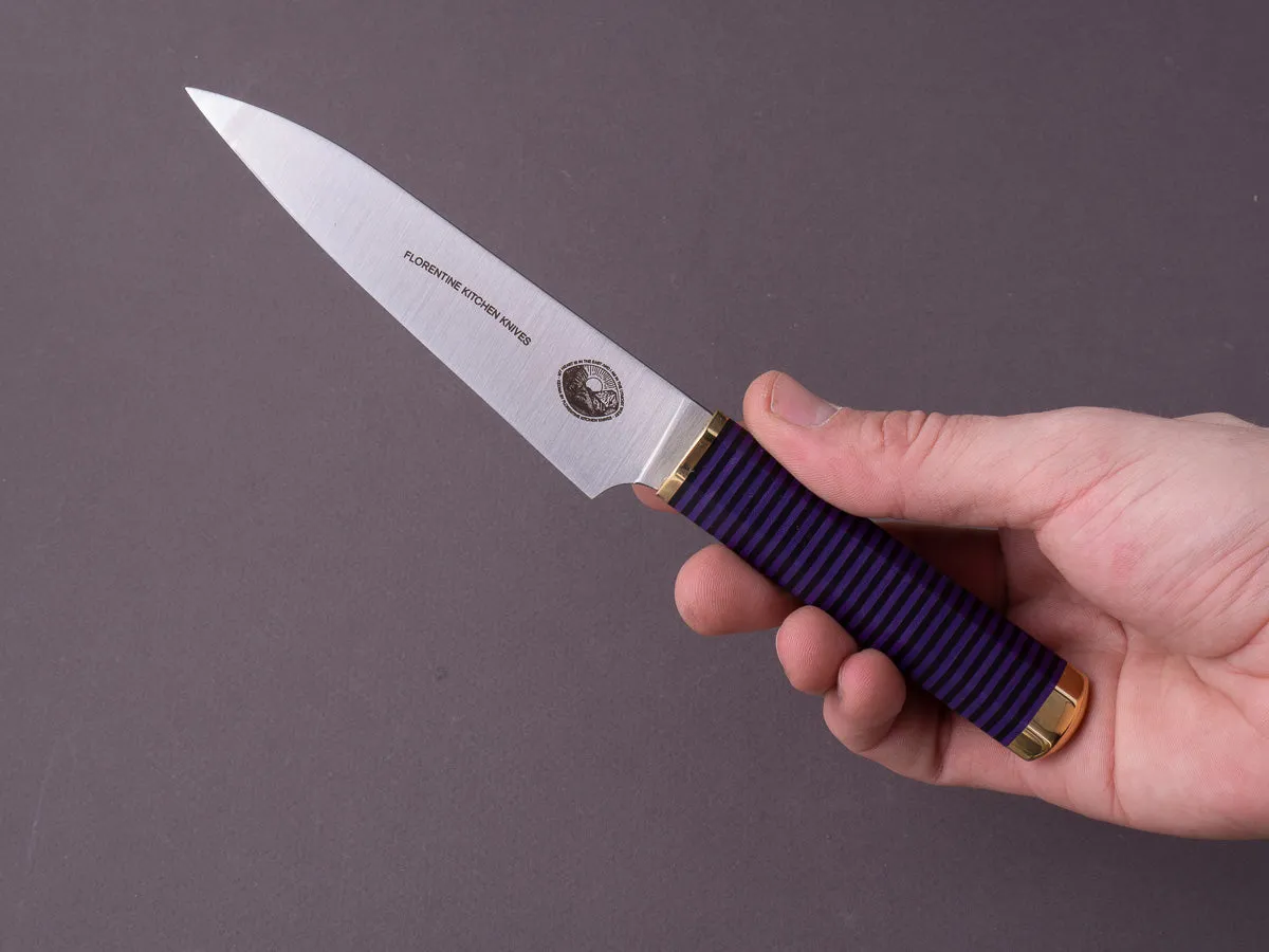 Florentine Kitchen Knives - Kedma - Paring - Stacked Black & Purple Handle