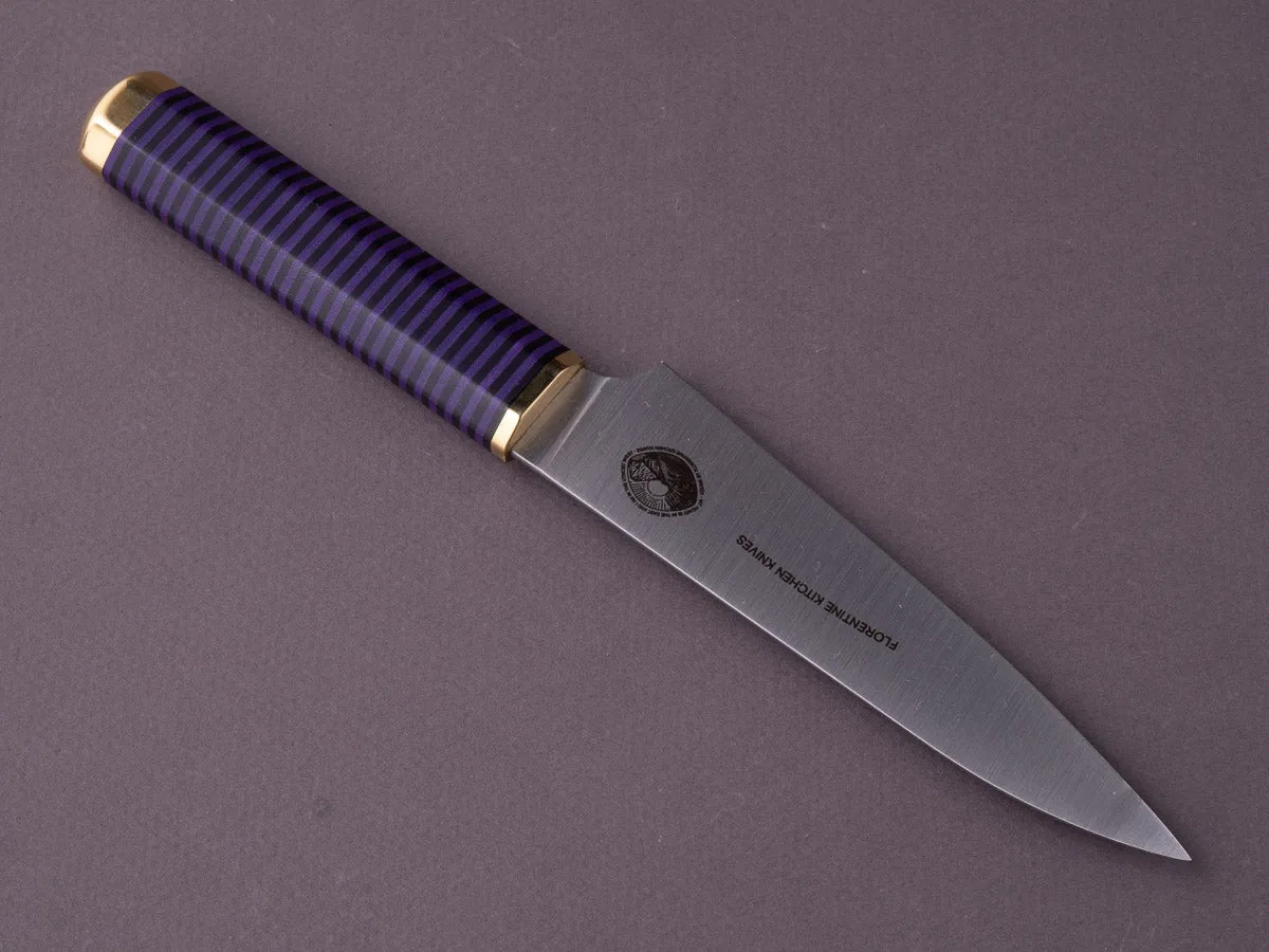 Florentine Kitchen Knives - Kedma - Paring - Stacked Black & Purple Handle