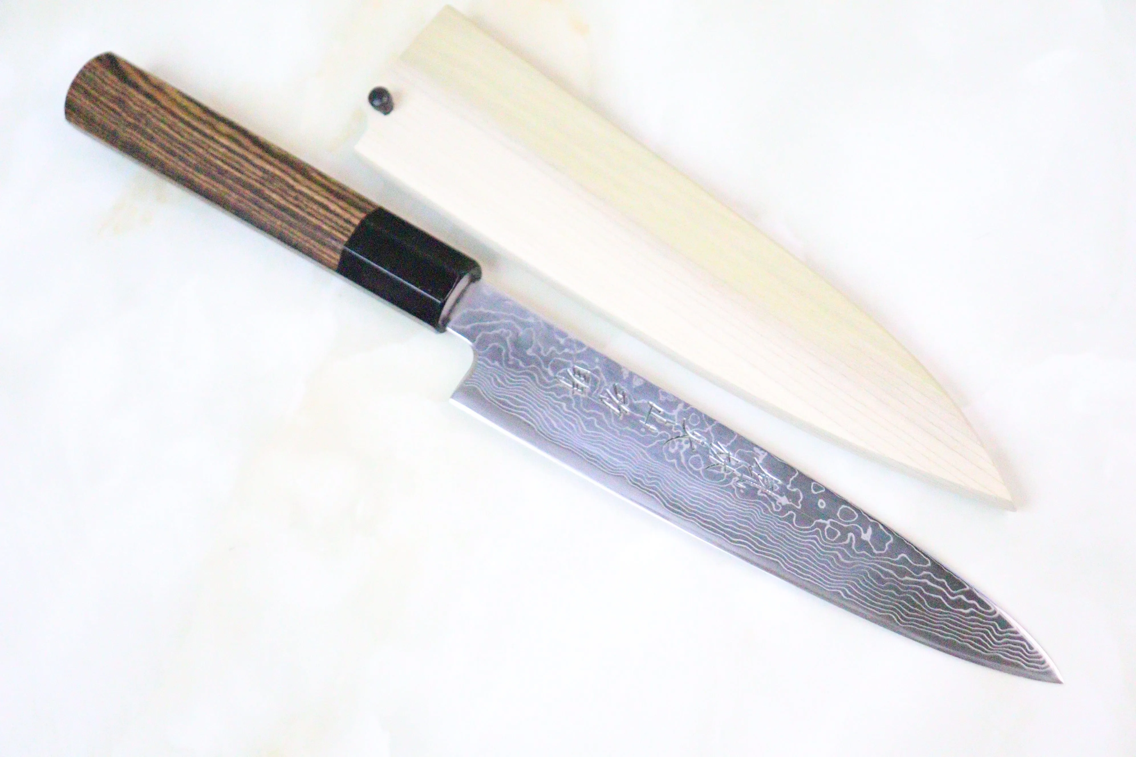 Fu-Rin-Ka-Zan R-2 Damascus Wa Series Wa Petty 165mm (6.4inch, Octagon Shaped Bocote Wood Handle, FRD-1PB)