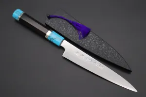 Fu-Rin-Ka-Zan YUTAKA 豊佳 Series R-2 Damascus Edition FRDYP-11 Wa Petty 165mm (6.4 Inch, Octagonal Ebonywood Handle with Turquoise Composite Stone Ferrule & Butt)