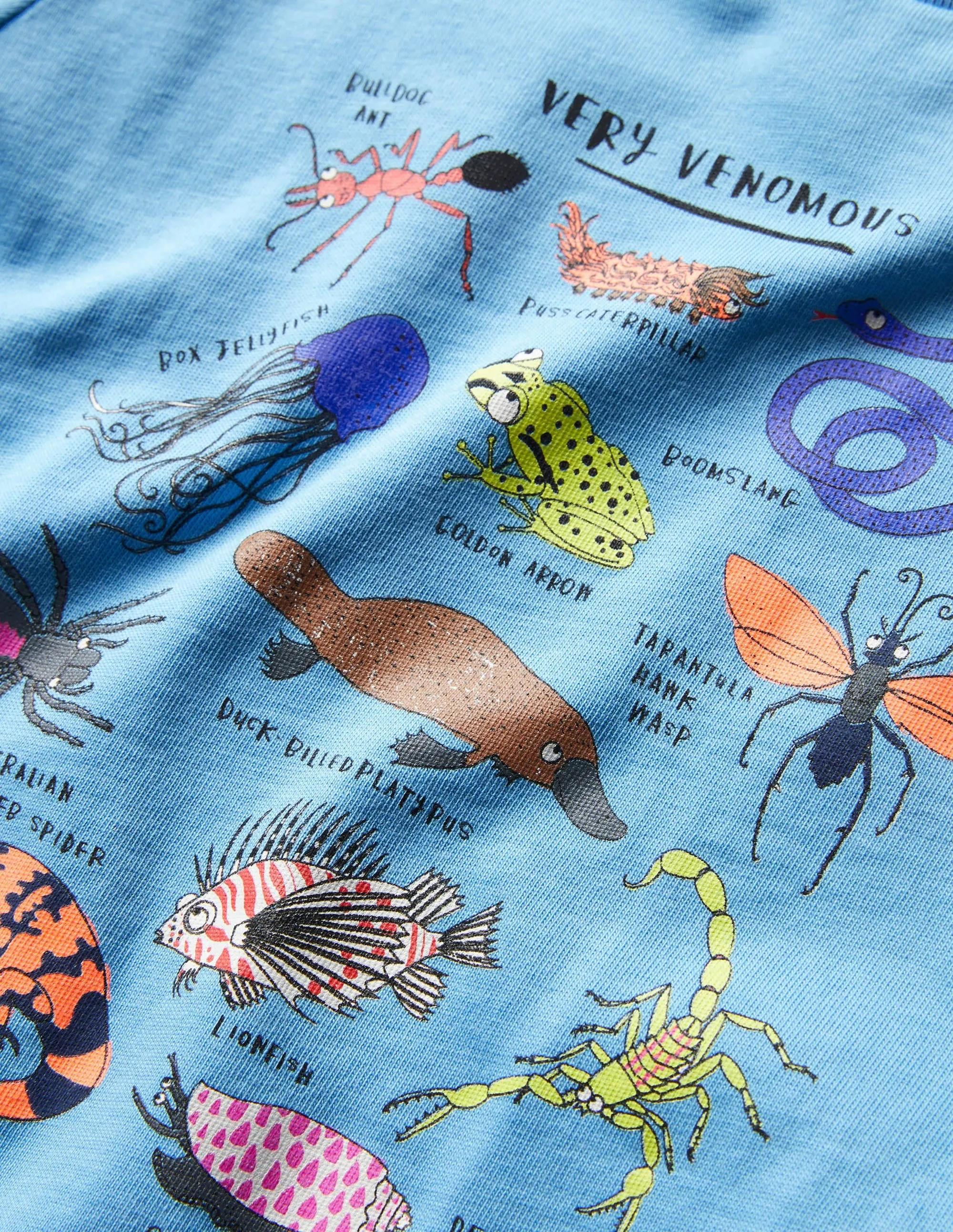 Graphic Grid T-shirt-Surfboard Blue Animals