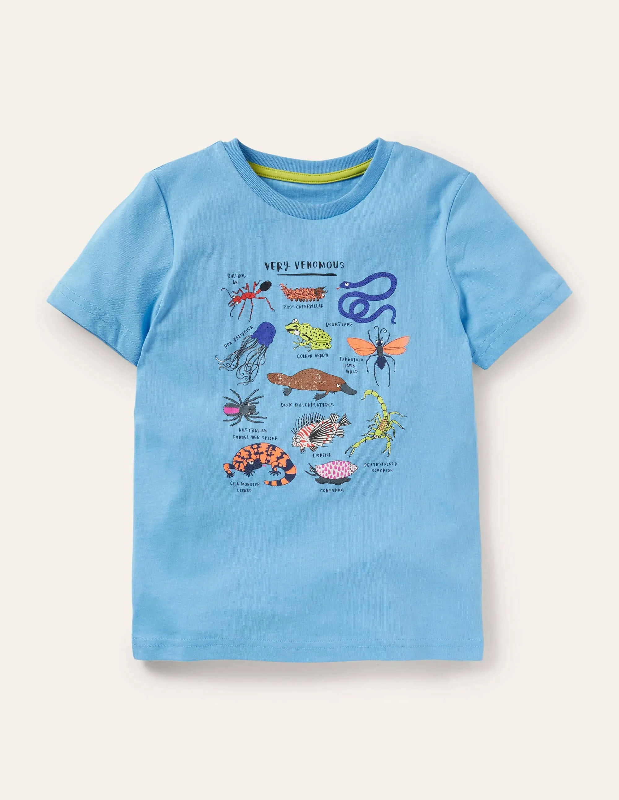 Graphic Grid T-shirt-Surfboard Blue Animals