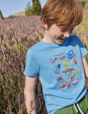 Graphic Grid T-shirt-Surfboard Blue Animals