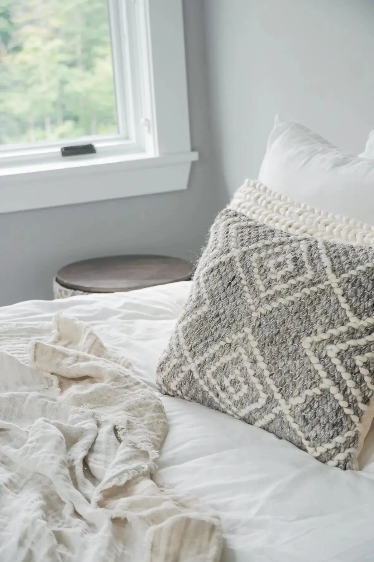 Handwoven Grey Diamond Pillow Covers