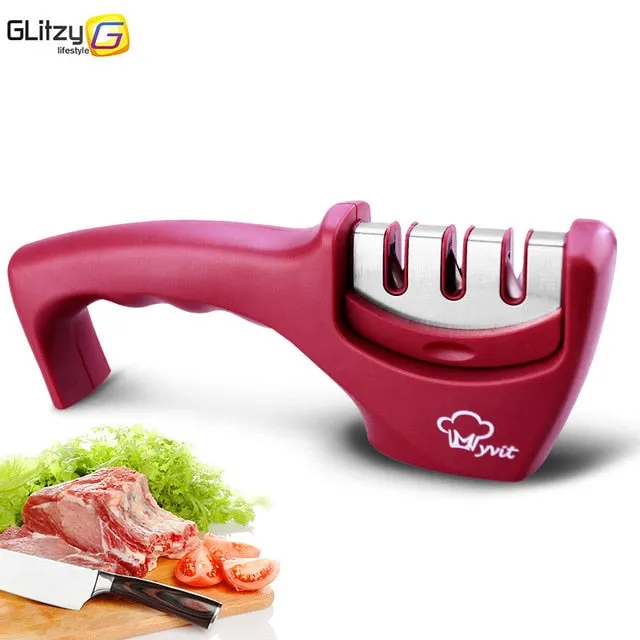 Knife Sharpener 3 Stages Professional Whetstone Kitchen Sharpening Stone Tungsten Diamond 1Pcs/ 1Set Grinder Chef Accessories