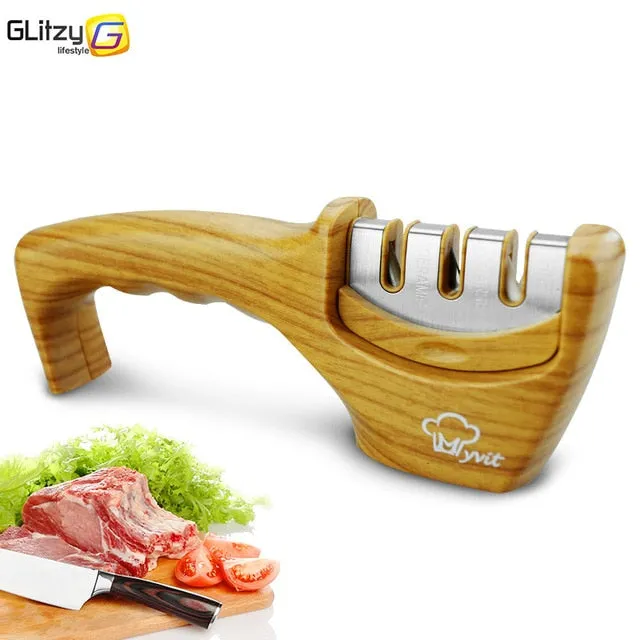 Knife Sharpener 3 Stages Professional Whetstone Kitchen Sharpening Stone Tungsten Diamond 1Pcs/ 1Set Grinder Chef Accessories