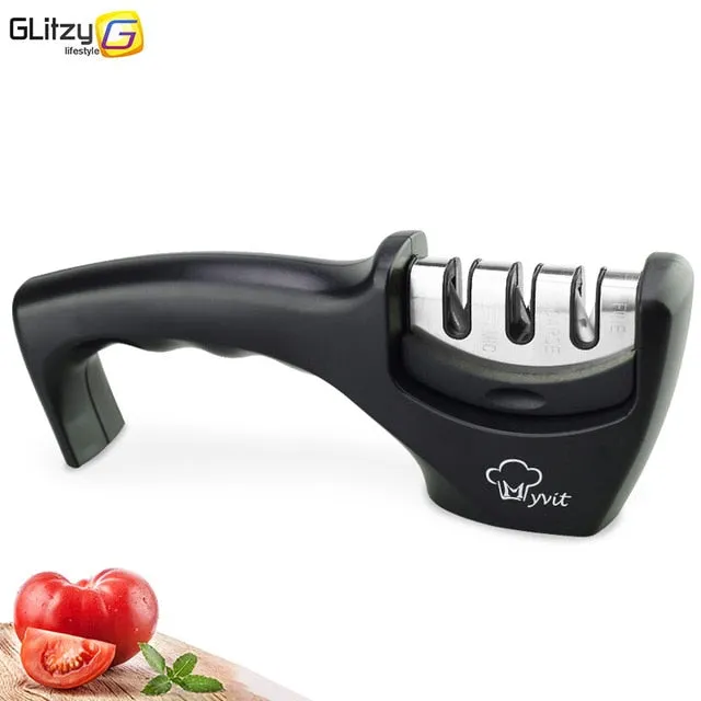 Knife Sharpener 3 Stages Professional Whetstone Kitchen Sharpening Stone Tungsten Diamond 1Pcs/ 1Set Grinder Chef Accessories