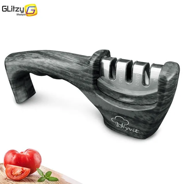 Knife Sharpener 3 Stages Professional Whetstone Kitchen Sharpening Stone Tungsten Diamond 1Pcs/ 1Set Grinder Chef Accessories