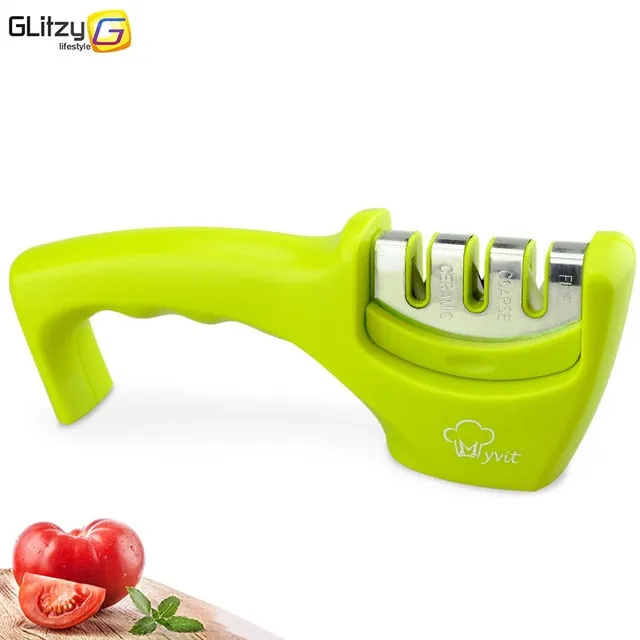 Knife Sharpener 3 Stages Professional Whetstone Kitchen Sharpening Stone Tungsten Diamond 1Pcs/ 1Set Grinder Chef Accessories