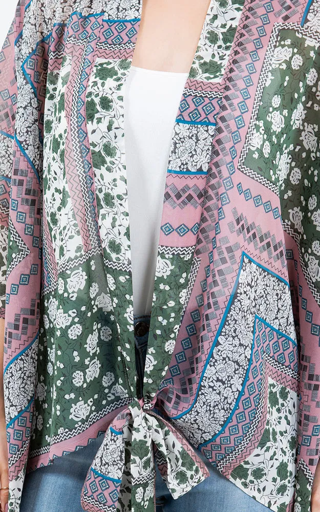 KP4321 Kimono Cover Up with Strings