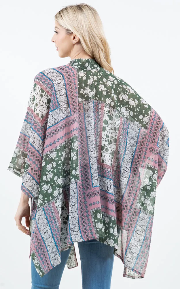KP4321 Kimono Cover Up with Strings