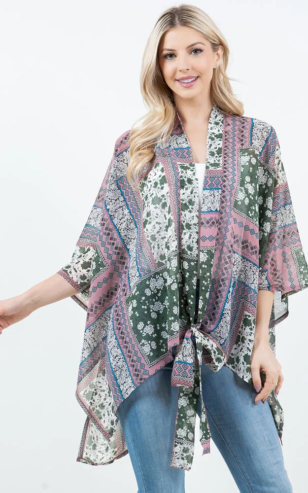 KP4321 Kimono Cover Up with Strings