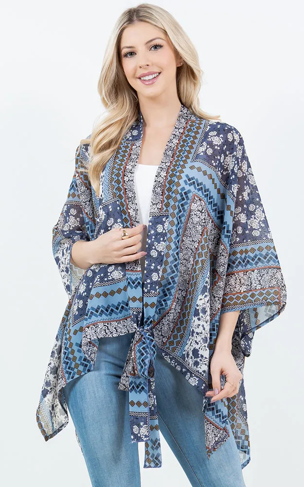 KP4321 Kimono Cover Up with Strings