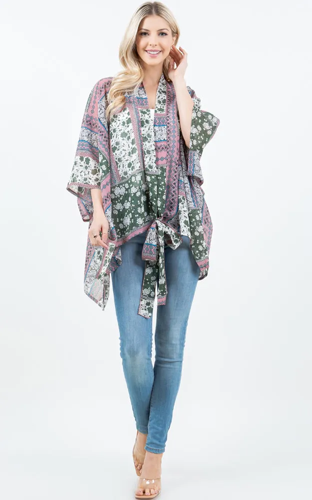 KP4321 Kimono Cover Up with Strings