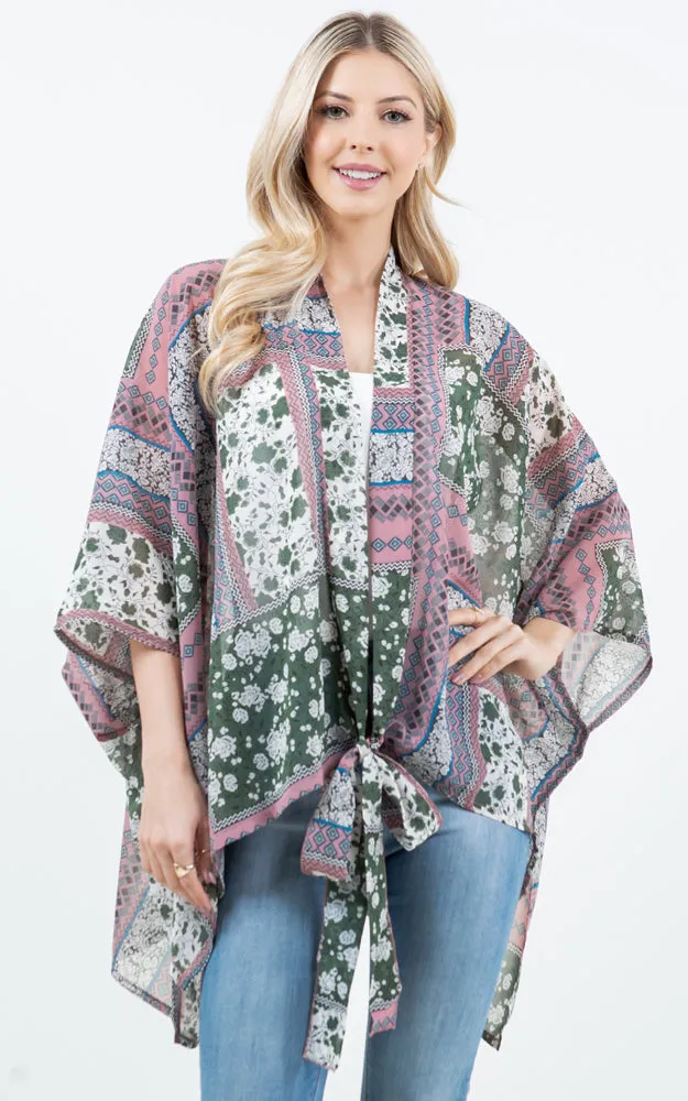 KP4321 Kimono Cover Up with Strings