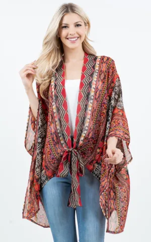 KP4322 Kimono Cover Up with Strings