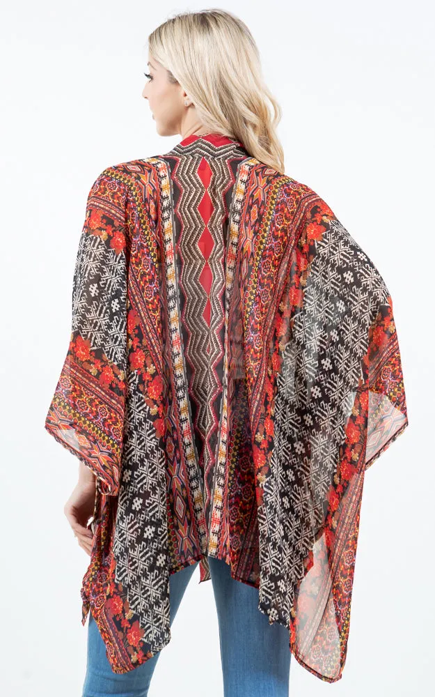 KP4322 Kimono Cover Up with Strings
